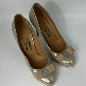 Salvatore Ferragamo light beige metallic color